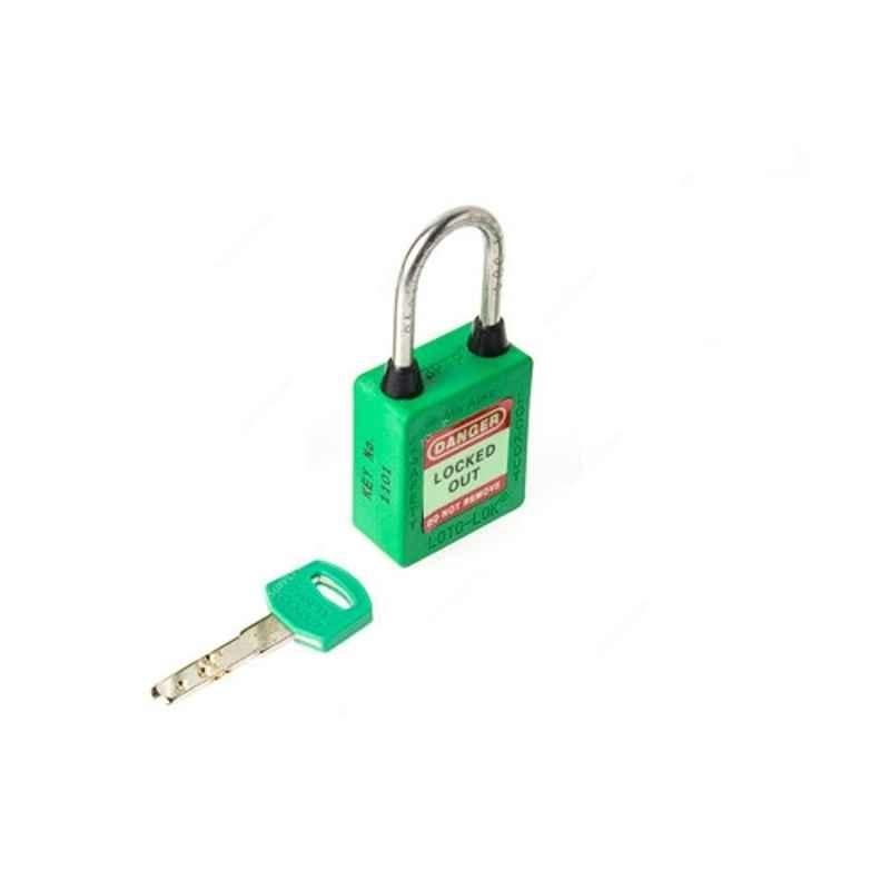 Loto-Lok 40x5mm Nylon & Stainless Steel Green Three Point Traceability Lockout Padlock, 3PTPGKAR40