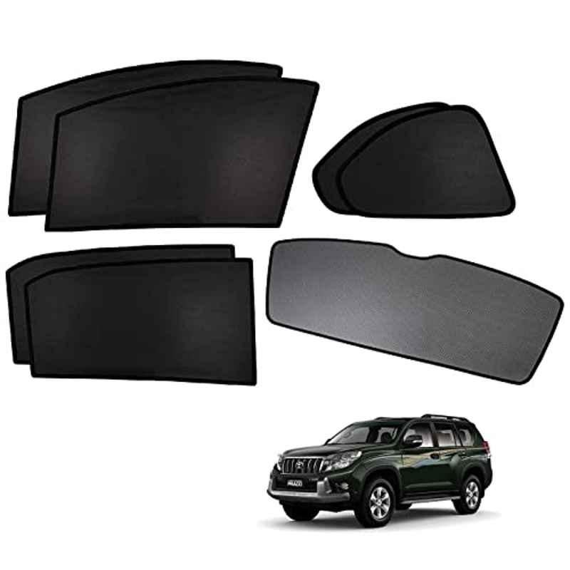 Kozdiko 5 Pcs Polyester Black Non Magnetic Window & Rear Sun Shades Set for Toyota Land Cruiser Prado