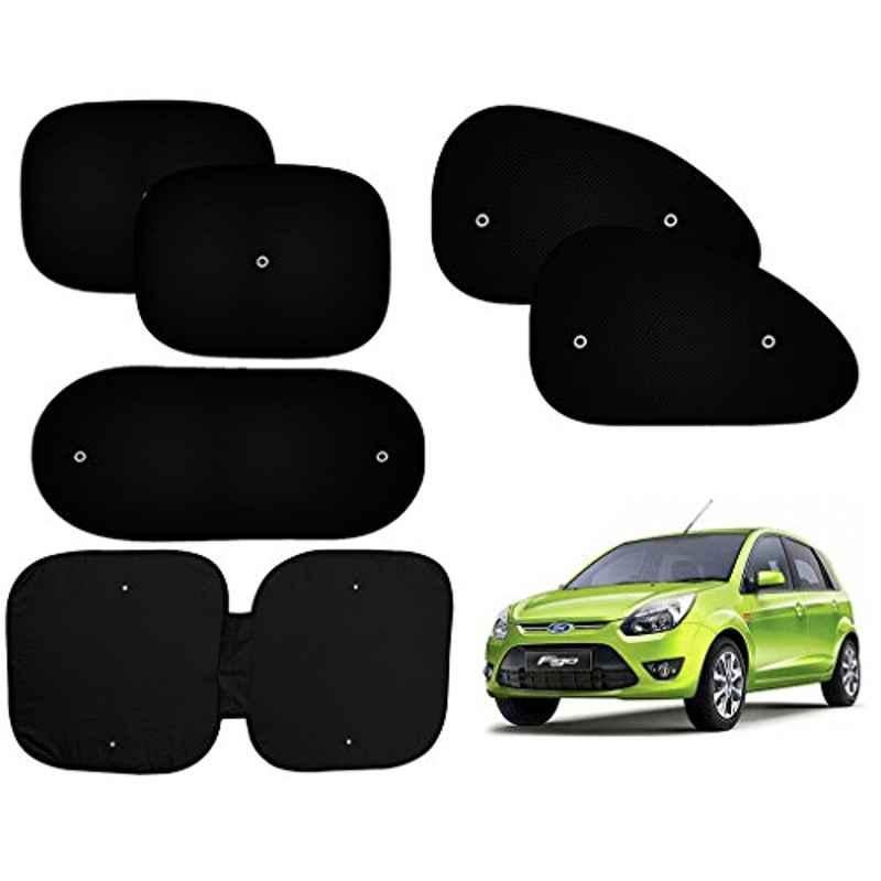 Auto Pearl 6 Pcs PVC & Mesh Black Window, Front & Rear Sun Shade Set for Ford Figo Type 1