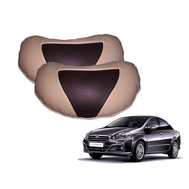 Kozdiko 2 Pcs Brown & Beige Neck Rest Set for Fiat Linea, koz_38901