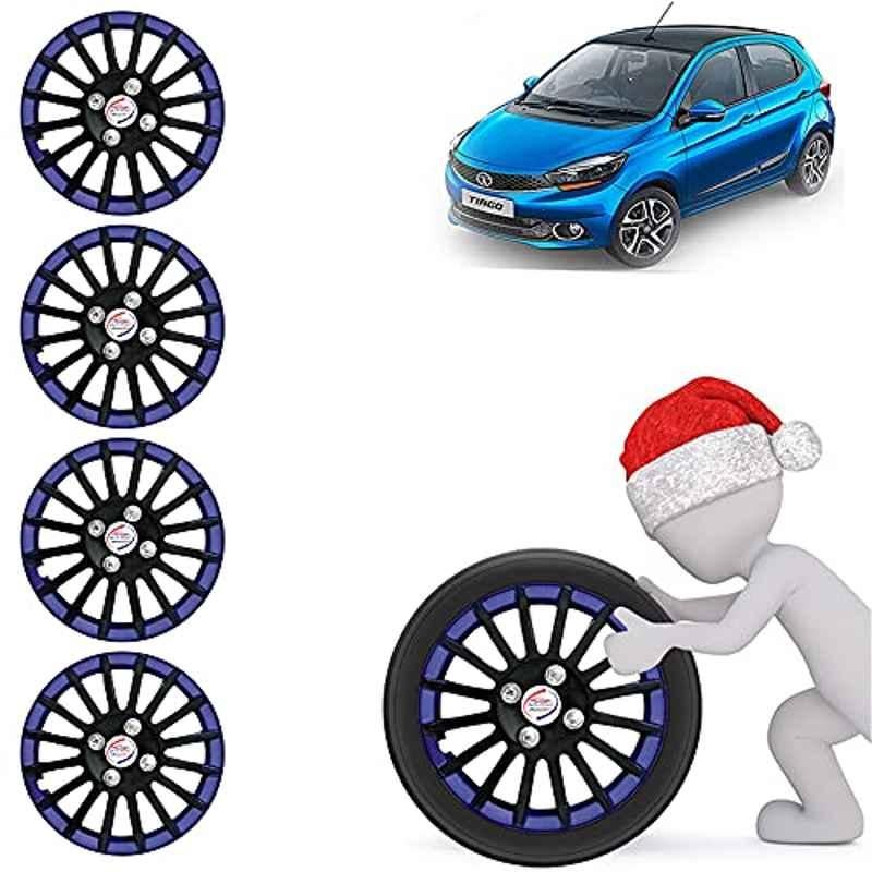 Auto Pearl 4 Pcs 14 inch ABS Black & Blue Car Wheel Cover Set for Tata Tiago 2019 XT & XZ