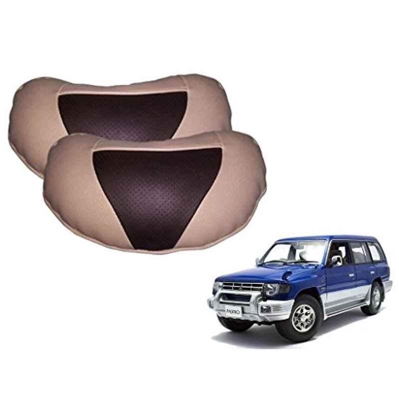 Kozdiko 2 Pcs Brown & Beige Neck Rest Set for Mitsubishi Pajero, koz_36918