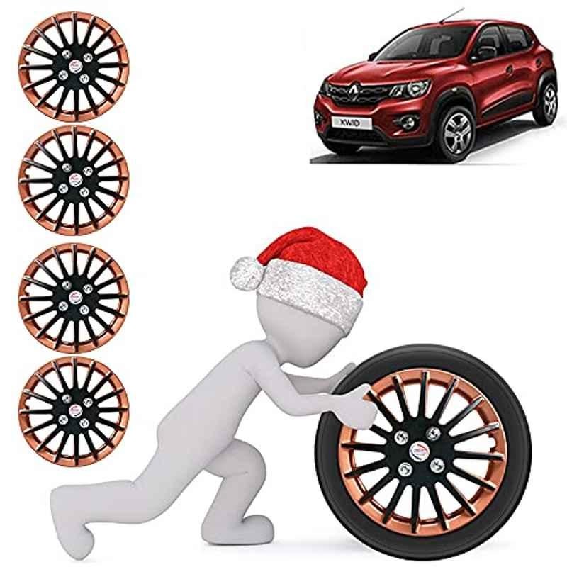 Auto Pearl 4 Pcs 13 inch ABS Copper & Black Press Fitting Wheel Cover Set for Renault Kwid