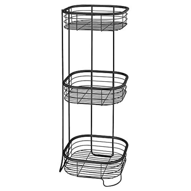 iDesign Forma 3 Tier Metal Black Matte Square Shower Shelf, 28667