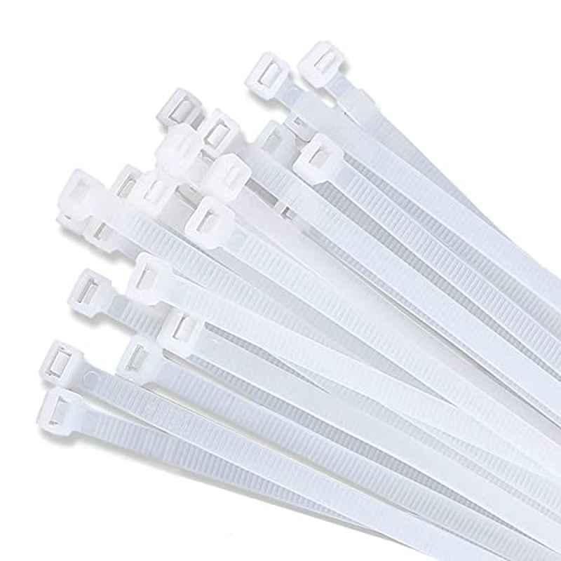 16 inch Nylon White Zip Cable Ties (Pack of 100)