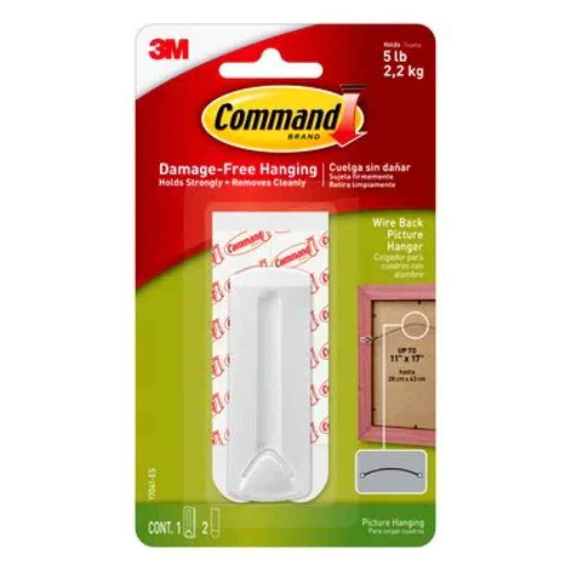 3M Command Large White Wire Back Picture Hanger with Strips, 17041-ES