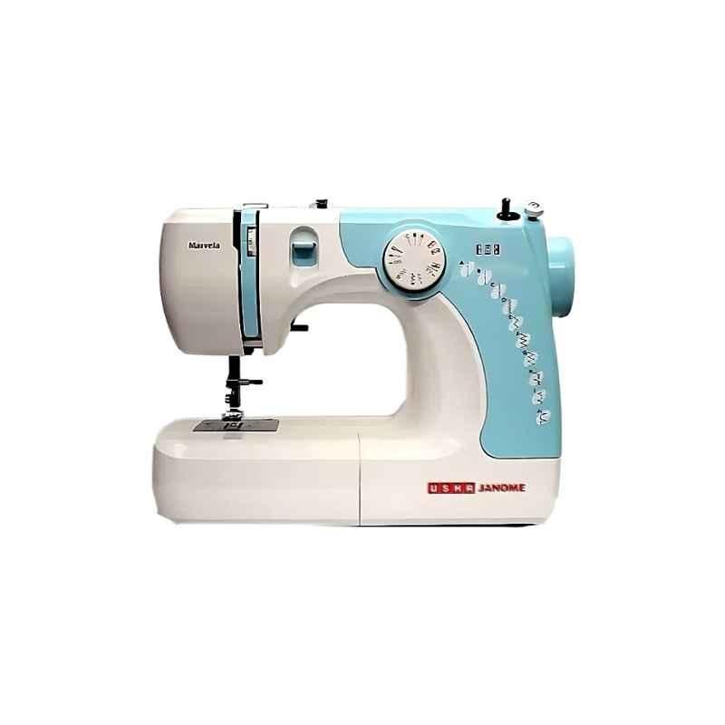 Usha Janome 60W White & Blue Electric Sewing Machine, Marvela