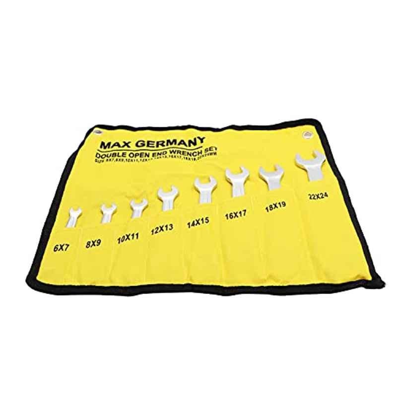 Max Germany 8 Pcs CrV Steel Powder Coated Double Open End Spanner Set, 3303-S8