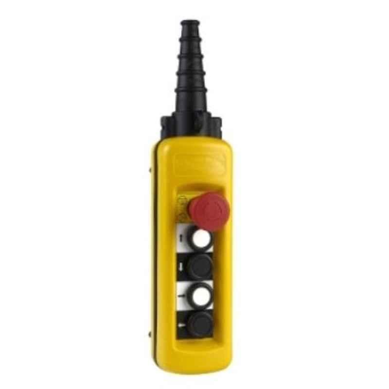 Schneider Plastic Yellow 4 Push Button Pendant Control Station with 1 Emergency Stop, XACA4814