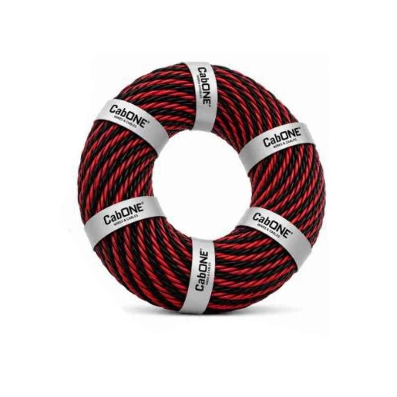 CabONE 23/76 Red & Black 2 Core PVC Insulated Twisted Flexible Aluminium Cable, Length: 90 m