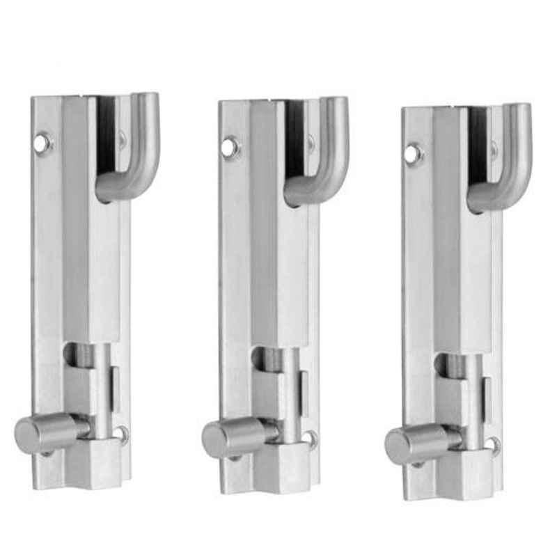 Nixnine 4 inch Stainless Steel Heavy Duty L-Shape Tower Bolt Door Latch Lock, SS_LTH_A-518_L_4IN_3PS (Pack of 3)