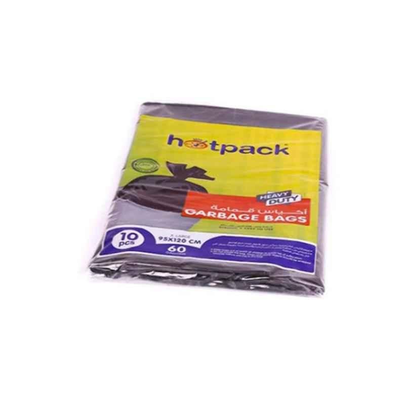 Hotpack 95x120cm X-Large 60 Gallon Black Heavy Duty Garbage Bag, GH95120 (Pack of 10)