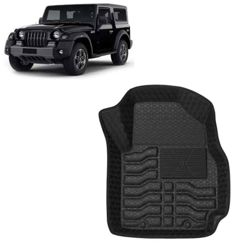 Kingsway 3 Pcs Premium 4.5D 100% Waterproof Tray Shape PVC Black Car Floor Mat Set for Mahindra Thar Manual 2020 to 2025 All Model