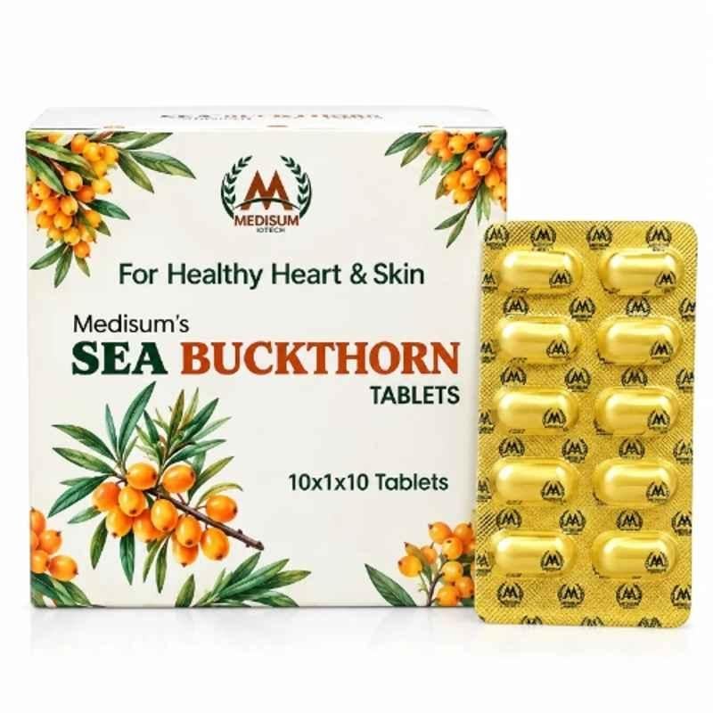 Medisum Biotech 100 Pcs 500mg Sea Buckthorn Tablet for Supports Heart Health & Boosts Immunity