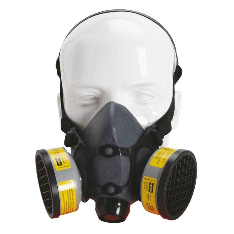 Honeywell NR 550030M Thermoplastic Grey Half Face Mask with Dual Cartridge, Size: Medium