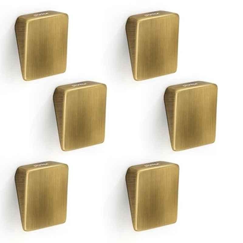 Plantex Knobs for Drawers/Square Drawer Knobs for Cabinets/Pull-Push Knobs for Kitchen/Bedroom Drawer (Pack of 6) SH-331, Antique Brass