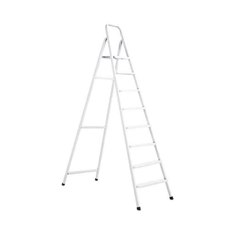 Robustline 8 Steps Steel Ladder, 161 cm, White Color, Robustline
