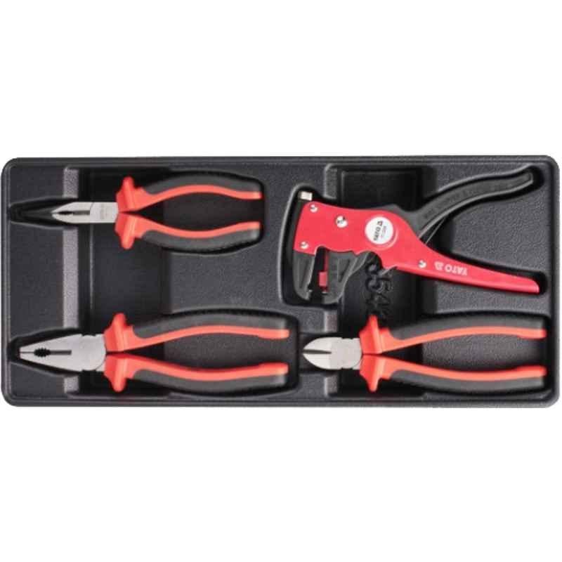 Yato 4 Pcs CrV Insulated Plier Set with 391x180mm Drawer Insert, YT-55464