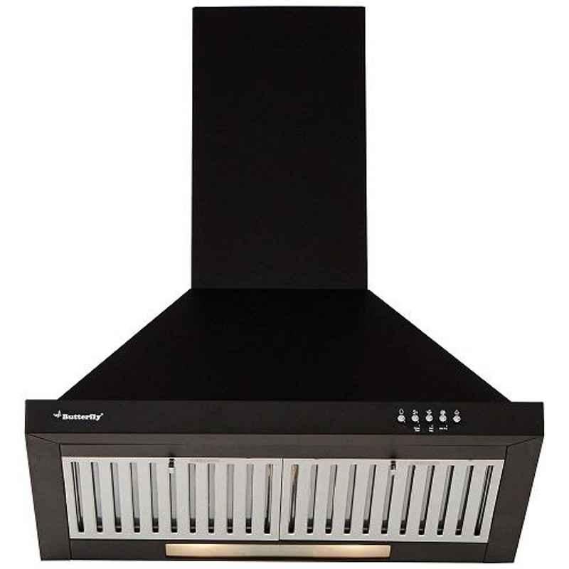 Butterfly Rhino Plus 60cm 80kW Black Manual Clean Wall Mounted Chimney