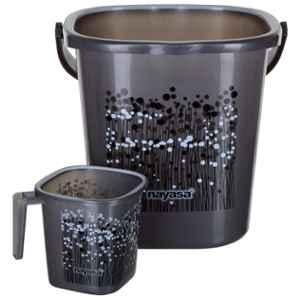 Nayasa Funk 2 Pcs 25L Plastic Black Square Bucket & 1.5L Mug Set