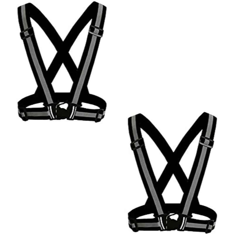 Aqson 2 Pcs Black Adjustable Reflective Vest Belt with High Visibility Set