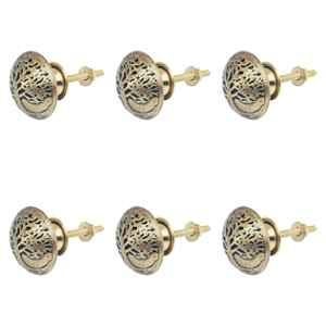 Mix & Match Bloom 35mm Brass Handcrafted Round Cabinet Knob for Wardrobe, Drawer & Cupboard(Pack of 6)