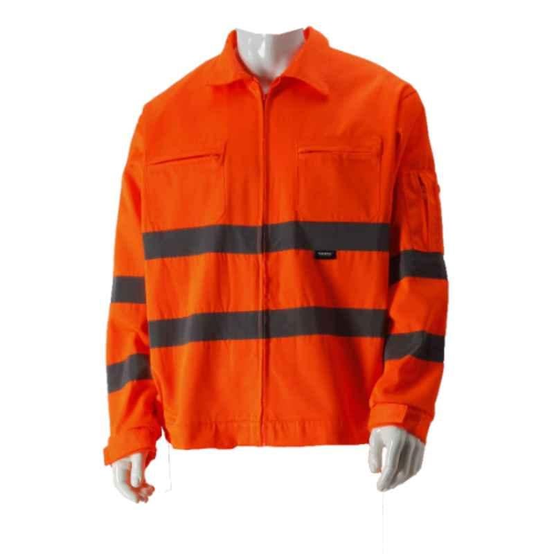 Vizwell Cotton & Polyester Flor Orange Jacket, TC06, Size: XL