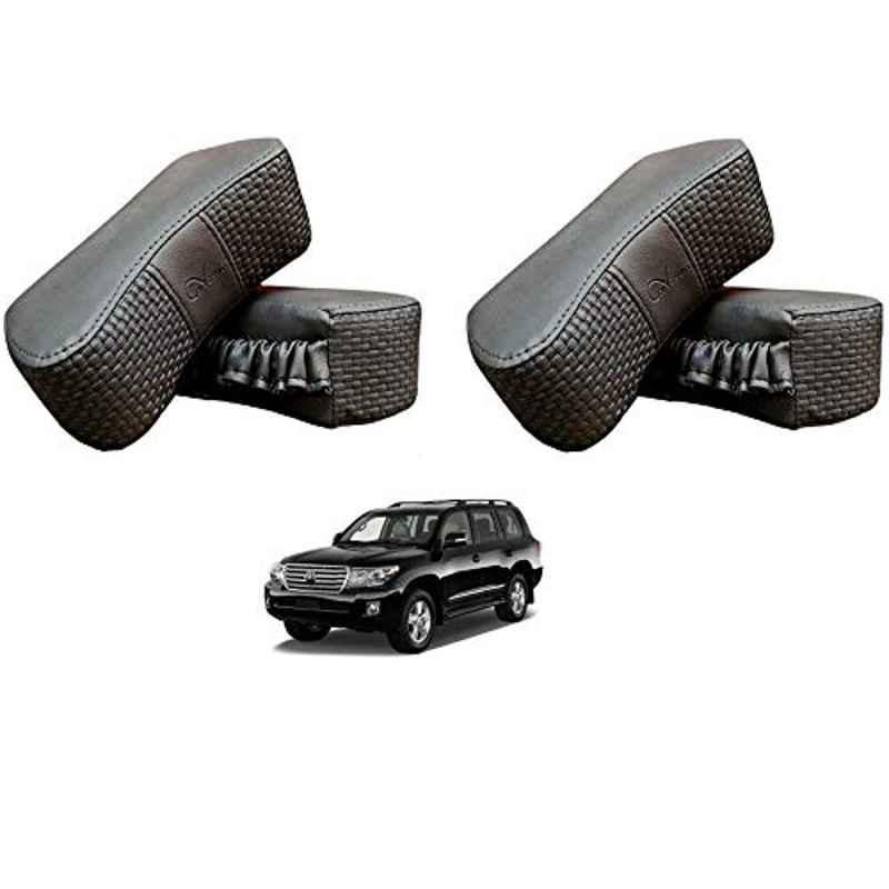 Kozdiko 4 Pcs CV Designer Grey Leatherite Neck Rest Car Cushion Pillow Set for Toyota Land Cruiser