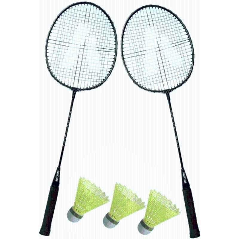 STYRKR Iron Multicolour Blast Badminton Combo- 2 Racket with Shuttle Pack of 3 Plastic Badminton Kit