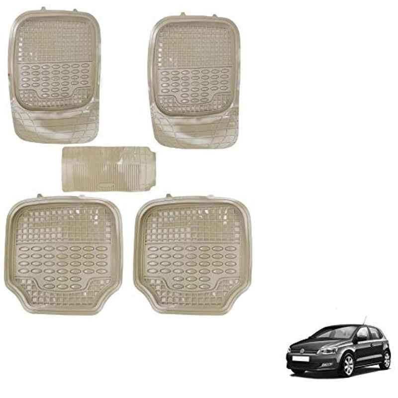Kozdiko 5 Pcs 4G Beige Rubber & PVC Heavy Car Foot Mat Set for Volkswagen Polo, koz_80865