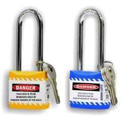 Asian Loto 2 Pcs 65mm Yellow & Blue Long Shackle Jacket Padlocks Set for Safety, ALC-LPL-YB