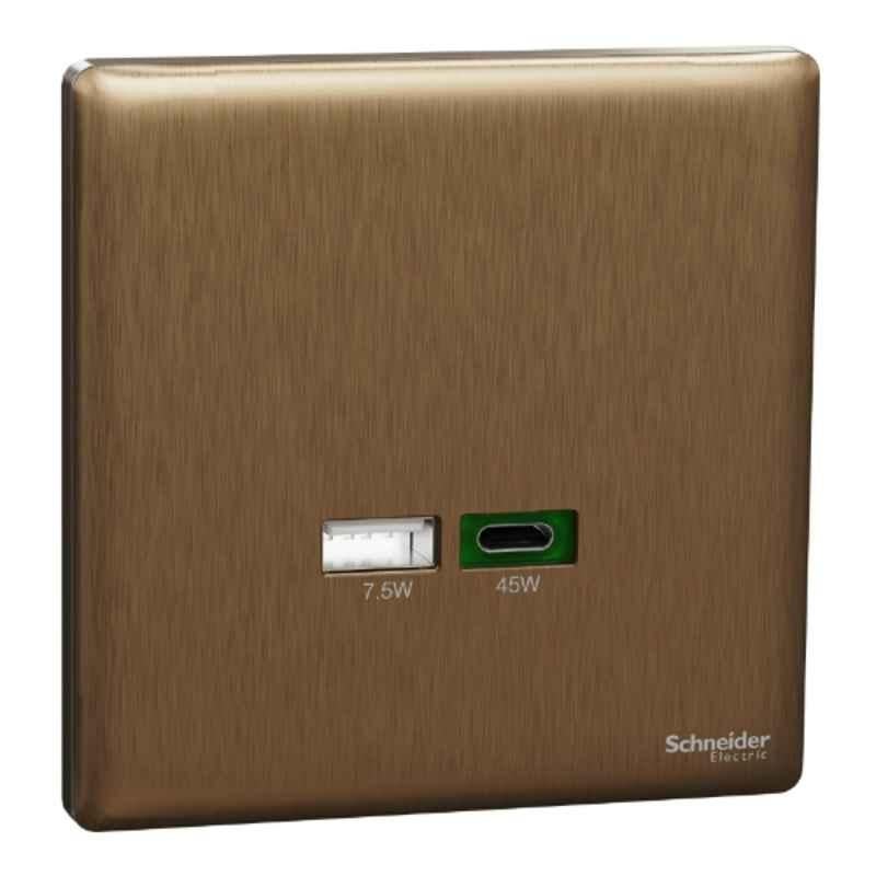 Schneider Electric Unica X 45W Dark Bronze Type A+C USB Charger Socket, NUX32ACQUSB_DB