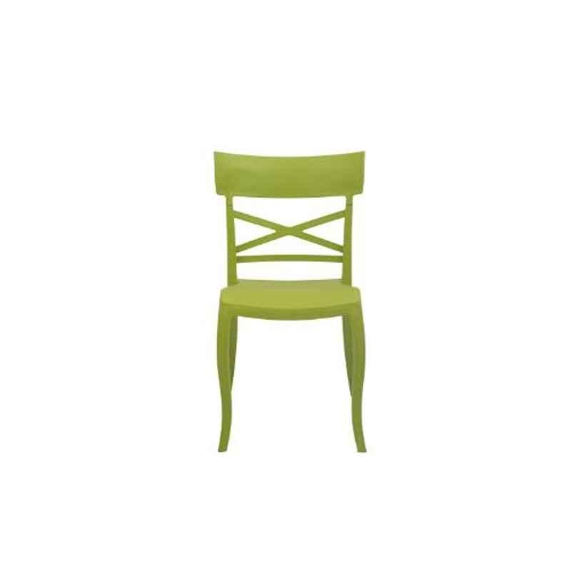 Supreme Cruz Wooden Looks Plastic Moss Green Chair without Arm (Pack of 2)
