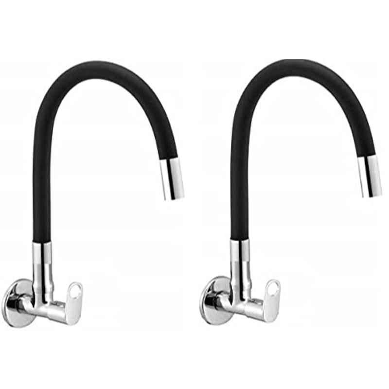 Zesta Brass Chrome Finish Sink Cock with Silicon Black Flexible Spout (Pack of 2)