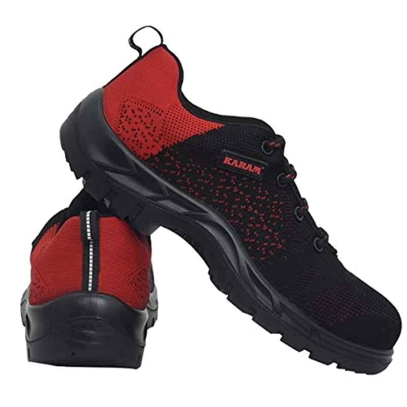Karam Flytex FS 215 Fly Knit Fiber Toe Cap Red & Black Sporty Work Safety Shoes, Size: 5