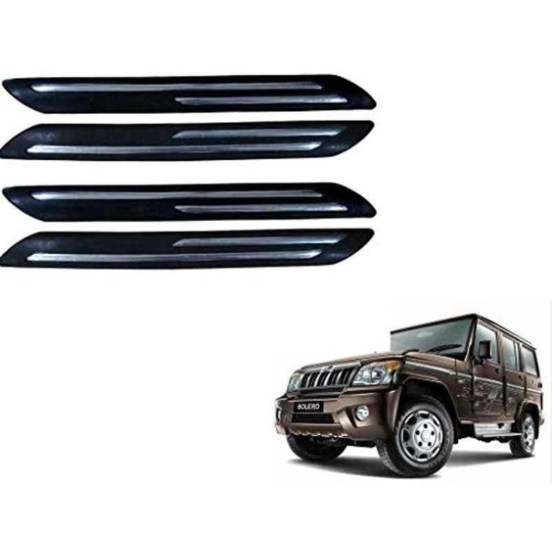 Kozdiko 4 Pcs PVC Black Double Chrome Finish Car Bumper Protector Set for Mahindra Bolero