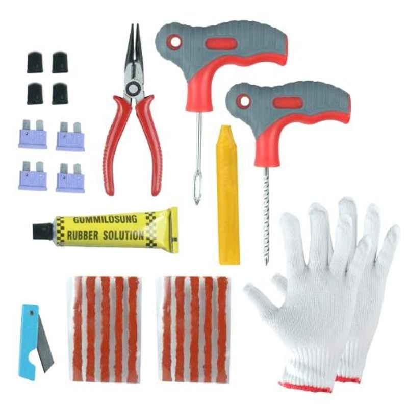 Tirewell TW-5008 10 in 1 Universal Flat Tyre Puncture Fixing Tool Kit for Cars & Bikes