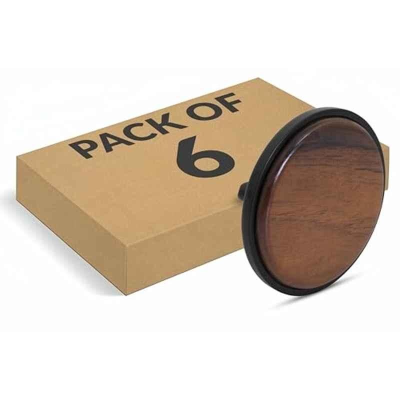 Plantex Knobs for Drawer/Round Drawer Knobs/Knobs for Cabinets/Pull-Push Knobs for Kitchen/Bedroom Drawer (Pack of 6) Big, Black & Wood