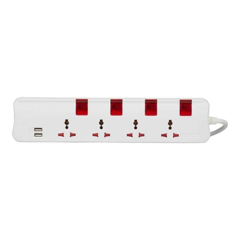 Legrand 2.4A 12W 3m 4 Multi-outlet Type A Extension with 2 USB Ports, 698500