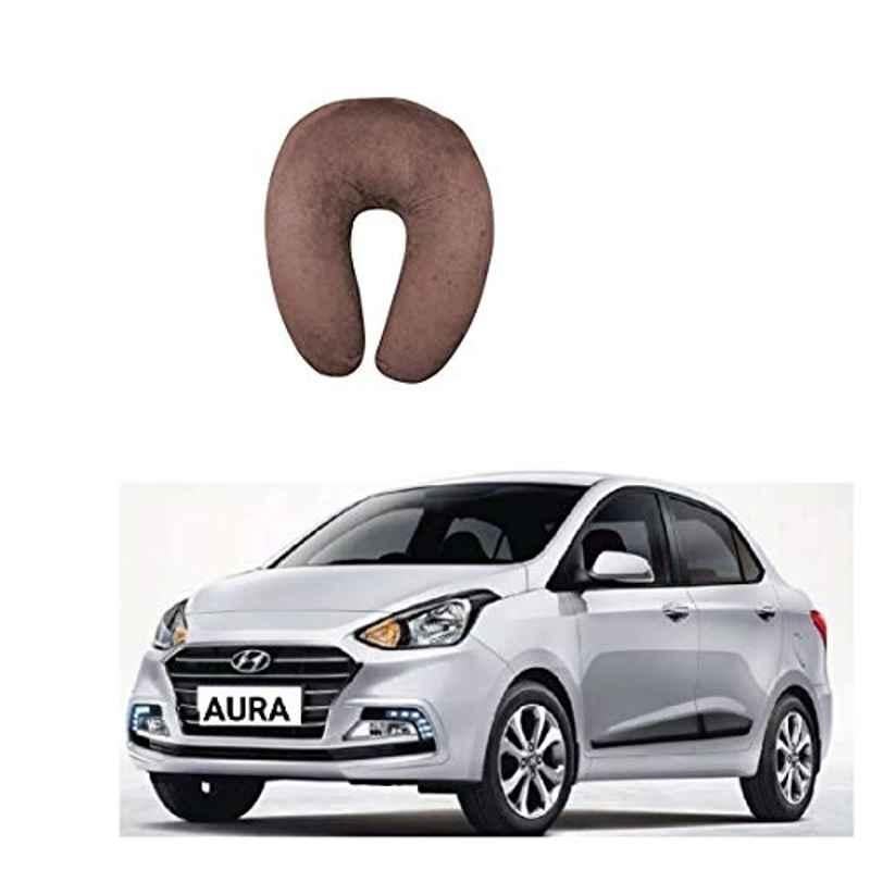 Kozdiko Velvet Brown U-Shape Travel Neck Rest Cushion Pillow for Hyundai Aura