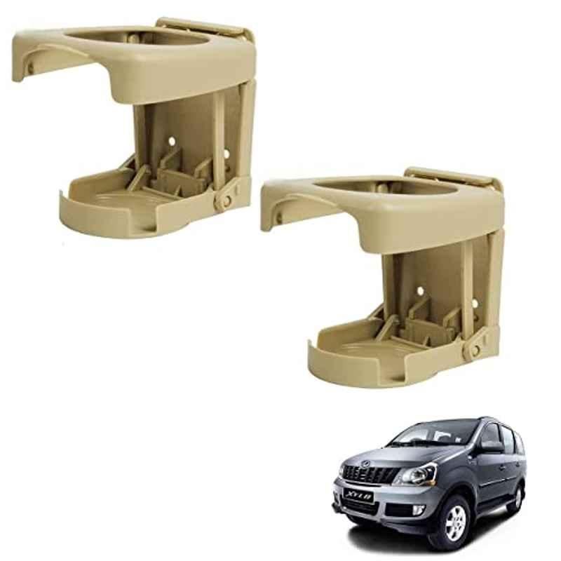 Kozdiko Plastic Beige Foldable Car Drink Holder for Mahindra Xylo (Pack of 2)