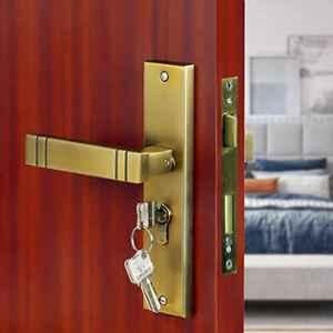 Voltizi Spacio 8 inch Stainless Steel Matt Antique Brass Finish Cylindrical Plate Mortise Door Lock Handle Set