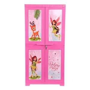Cello Novelty 38.1x61x124.5cm Plastic Pink 2 Doors Cupboard with 3 Shelves
