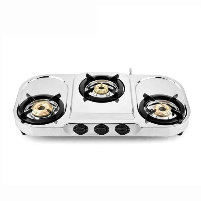 Ucook JUNTO 3 Burner Stainless Steel Steel Grey Manual Ignition Premier Xtra Large Gas Stove, CS3003