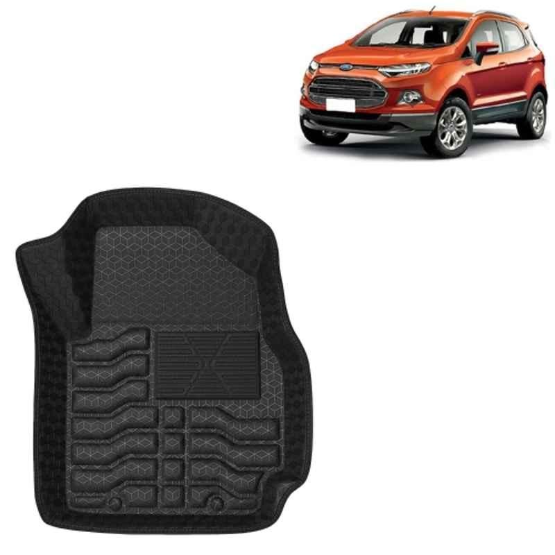 Kingsway 3 Pcs Premium 4.5D 100% Waterproof Tray Shape PVC Black Car Floor Mat Set for Ford Ecosport 2012 to 2016 All Model