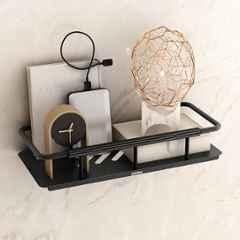 Plantex Self Adhesive Bathroom Shelf/Stainless Steel Bathroom Shelf Rack/Wall Shelf for Bathroom/Bathroom Organiser Without Drill/Bathroom Accessories Set- 12x5 inch Black