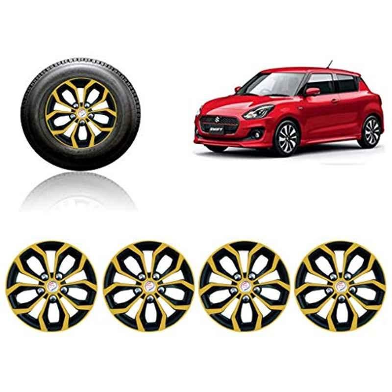 Auto Pearl 4 Pcs 14 inch ABS Golden & Black Car Wheel Cover Set for Maruti Suzuki Swift2018