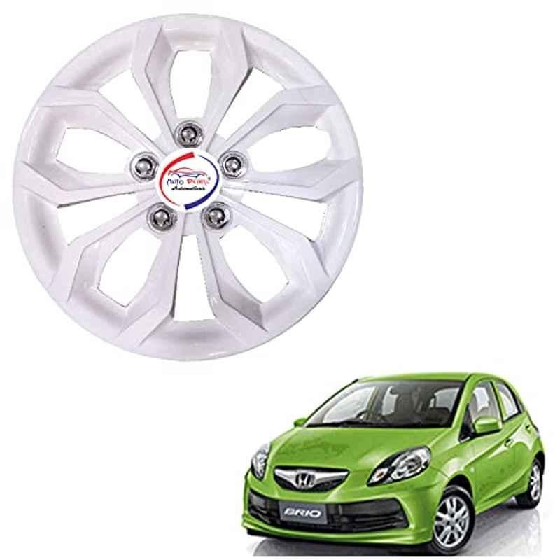 Auto Pearl 4 Pcs 14 inch ABS Pearl White Hubcap Wheel Cover Set with Retention Ring for Honda Brio