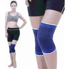 Matrica Blue & Black Breathable Compression Padded Knee Support Sleeve, Size: Free