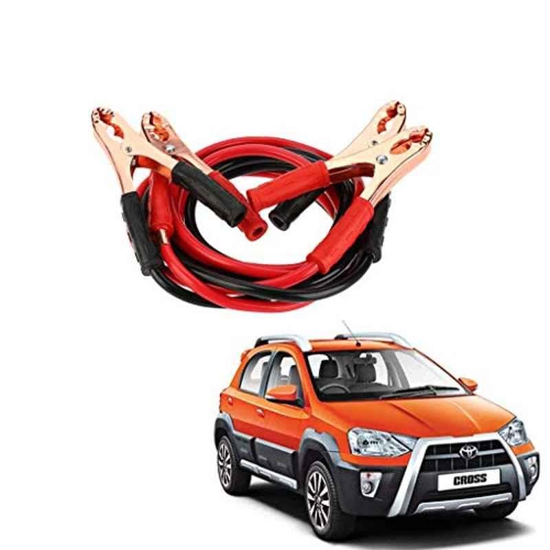 Kozdiko 7.5ft Copper Core Red & Black Heavy Duty Car Battery Booster Cable for Toyota Etios Cross